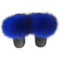 ZRTX38 zapatillas mullidas azules con suela de PVC negro chanclas de piel de zorro rosa para niños
